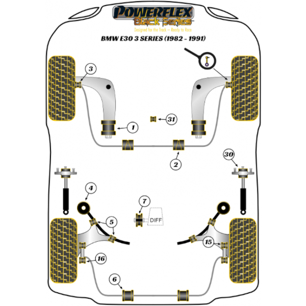 Powerflex Buchsen Black Series BMW E30 inc M3 (1982-1991)