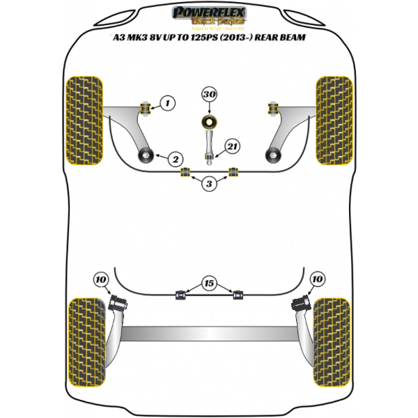Powerflex Buchsen Black Series Audi A3 MK3 8V up to 125PS (2013-) Rear Beam