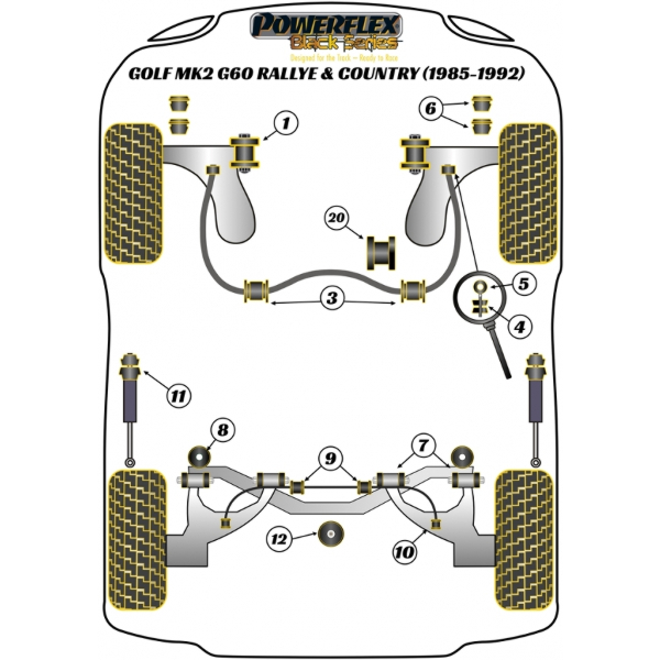 Powerflex bushes Black Series VW Golf MK2 4WD (1985 - 1992)